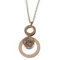Cubic Zirconia Stainless Steel Necklace, with 2Inch extender chain, rose gold color plated, oval chain & for woman & with cubic zirconia 1.5mm Approx 15.5 Inch 