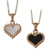 Stainless Steel Jewelry Necklace, with Resin, with 2Inch extender chain, Heart, rose gold color plated, oval chain & for woman 1.5mm Approx 16 Inch 