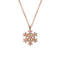 Titanium Steel Jewelry Necklace, with 1.96lnch extender chain, Snowflake, rose gold color plated, oval chain & for woman, 14.6mm Approx 15.7 Inch 