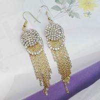Fashion Fringe Earrings, Zinc Alloy, plated, for woman & with rhinestone 87mm 