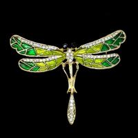 Zinc Alloy Jewelry Brooch, Dragonfly, gold color plated, for woman & enamel & with rhinestone 