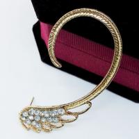 Zinc alliage strass Stud Earring, alliage de zinc, forme d'aile, Placage de couleur d'or, pour femme & avec strass Vendu par lot