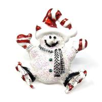 Zinc Alloy Jewelry Brooch, Snowman, antique silver color plated, for woman & enamel 