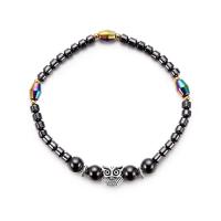 Hematite Anklet, with Zinc Alloy, Owl, AB color plated, Unisex 8mm Approx 8.66 Inch 