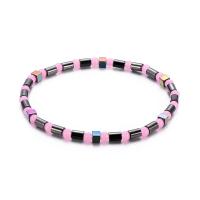 Hematite Anklet, with Acrylic, Unisex, pink 4mm Approx 8.41 Inch 