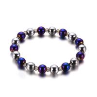 Hematite Bracelet, with Acrylic, AB color plated, Unisex & anti-fatigue, multi-colored, 8mm,4mm Approx 6.80 Inch 