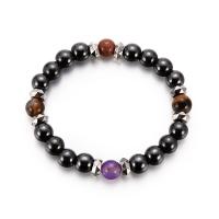 Hematite Bracelet, with Acrylic, Unisex & anti-fatigue, multi-colored, 8mm Approx 6.80 Inch 