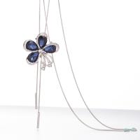 Zinc Alloy Sweater Chain Necklace, Flower, platinum color plated, snake chain & for woman & with rhinestone, 50mm Approx 32.29 Inch 