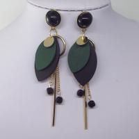 Zinc Alloy Drop Earring, with Wood, gold color plated, Korean style & for woman 