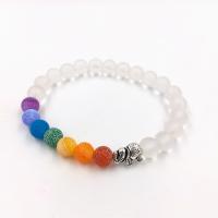 Agate Bracelets, with Zinc Alloy, plated & for woman & frosted 8mm Approx 7 Inch 