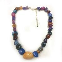 Gemstone Necklaces, zinc alloy lobster clasp, polished, for woman, multi-colored Approx 19.6 Inch 