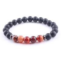 Agate Bracelets, with Stone Needle, Round, polished & for woman Approx 7 Inch 