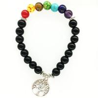 Abrazine Stone Bracelet, with Gemstone & Zinc Alloy, plated, Unisex & hollow, mixed colors, 8mm Approx 7 Inch 