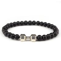 Lava Bead Bracelet, with Zinc Alloy, plated, polished & for man, black, 8mm Approx 7 Inch 