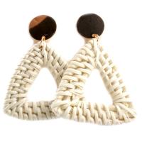 Rattan Drop Earring, with Zinc Alloy, zinc alloy post pin, plated & for woman, 6mm 