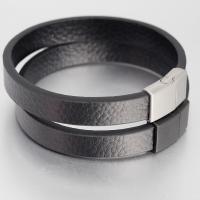 PU Leather Cord Bracelets, with Titanium Steel, Unisex 