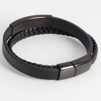 PU Leather Bracelet, with Stainless Steel, Double Layer & fashion jewelry & for man 