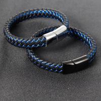 PU Leather Bracelet, with Stainless Steel Pendant & for man 