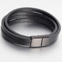 PU Leather Bracelet, with Stainless Steel, multilayer & for man 