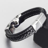 PU Leather Bracelet, with Titanium Steel, fashion jewelry & for man 