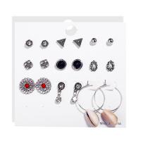 Zinc Alloy Stud Earring Set, Stud Earring & earring, with Shell & Acrylic, plated, nine pieces & for woman, 6MMuff0c7MMuff0c25MMX13MM,15MM,10MM 