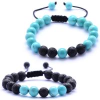 Lava Bead Bracelet, with turquoise, plated, Unisex .5 Inch 