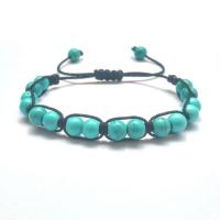 Gemstone Woven Ball Bracelets, Natural Stone, plated, Unisex & adjustable, turquoise blue .8 Inch, 3/Lot 