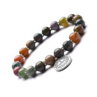 Ручные браслеты из жемчуга, Индийский агат, Круглая, Женский, разноцветный, длина:7.4 дюймовый, продается Strand