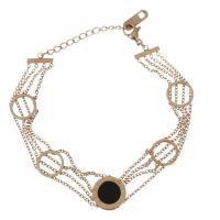 Stainless Steel Chain Bracelets, with Resin, with 1.5Inch extender chain, rose gold color plated, adjustable & oval chain & for woman & multi-strand  1.5mm Approx 6.5 Inch 