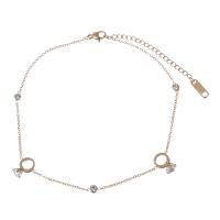 Stainless Steel Chain Bracelets, with 2Inch extender chain, rose gold color plated, adjustable & oval chain & for woman & with rhinestone  1.5mm Approx 9.5 Inch 