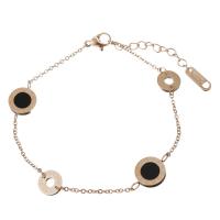 Stainless Steel Chain Bracelets, with Resin, with 1.5Inch extender chain, rose gold color plated, adjustable & oval chain & for woman  1.5mm Approx 7 Inch 