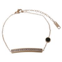 Stainless Steel Chain Bracelets, with Resin, with 2Inch extender chain, rose gold color plated, adjustable & oval chain & for woman & with rhinestone  1.5mm Approx 7 Inch 