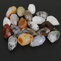 Natural Quartz Pendants, with Natural Stone & Agate & Brass, silver color plated, mixed, 20-29x36-43x20-29mm Approx 2mm 
