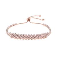 Cubic Zirconia Micro Pave Brass Bracelet, rose gold color plated, adjustable & micro pave cubic zirconia & for woman Approx 5 Inch 