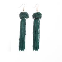 Zinc Alloy Tassel Earring, with Polyester, gold color plated, Bohemian style & for woman 125mm 