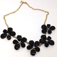 Resin Zinc Alloy Necklace, with Resin, with 4cm extender chain, Flower, gold color plated, twist oval chain & for woman & with rhinestone Approx 18.9 Inch 