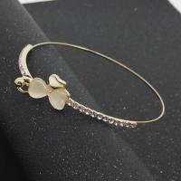Rhinestone Zinc Alloy Bangle, with Cats Eye, gold color plated, for woman & with rhinestone Inner Approx 70mm 