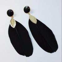 Zinc Alloy Drop Earring, with Feather, gold color plated, vintage & for woman 