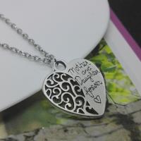 Zinc Alloy Necklace, Heart, platinum color plated, oval chain & for woman, 30mm Approx 19.69 Inch 