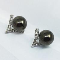 Zinc alliage strass Stud Earring, alliage de zinc, avec Plastique ABS perle, Placage de couleur argentée, pour femme & avec strass, plus de couleurs à choisir Vendu par lot