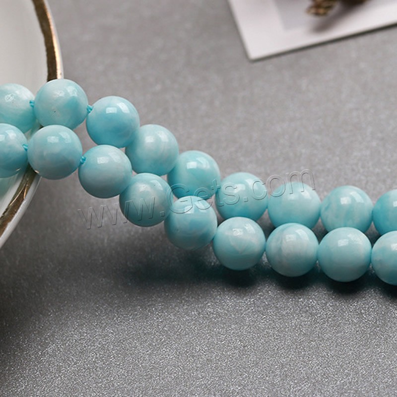 Larimar Perle, rund, poliert, DIY & verschiedene Größen vorhanden, himmelblau, Länge:ca. 15 ZollInch, verkauft von Strang