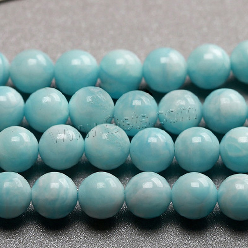 Larimar Perle, rund, poliert, DIY & verschiedene Größen vorhanden, himmelblau, Länge:ca. 15 ZollInch, verkauft von Strang