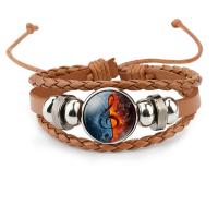 PU Leather Bracelet, with Organic Glass & Zinc Alloy, plated & multilayer & time gem jewelry & for woman, 18mm Approx 10 Inch 