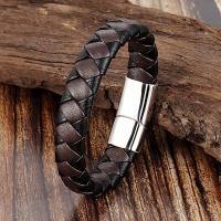 PU Leather Bracelet, with Titanium Steel & for man 