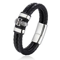 PU Leather Bracelet, with Stainless Steel & for man 