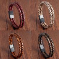 cuir PU bracelet, avec acier inoxydable, Double couche & normes différentes pour le choix & pour homme, plus de couleurs à choisir, Vendu par PC