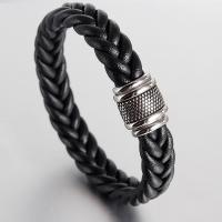 PU Leather Bracelet, with Stainless Steel, fashion jewelry & for man 