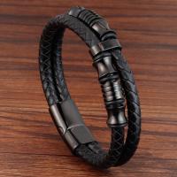 PU Leather Bracelet, with Stainless Steel, Double Layer & Unisex 
