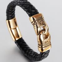 PU Leather Bracelet, with Stainless Steel, fashion jewelry & for man 