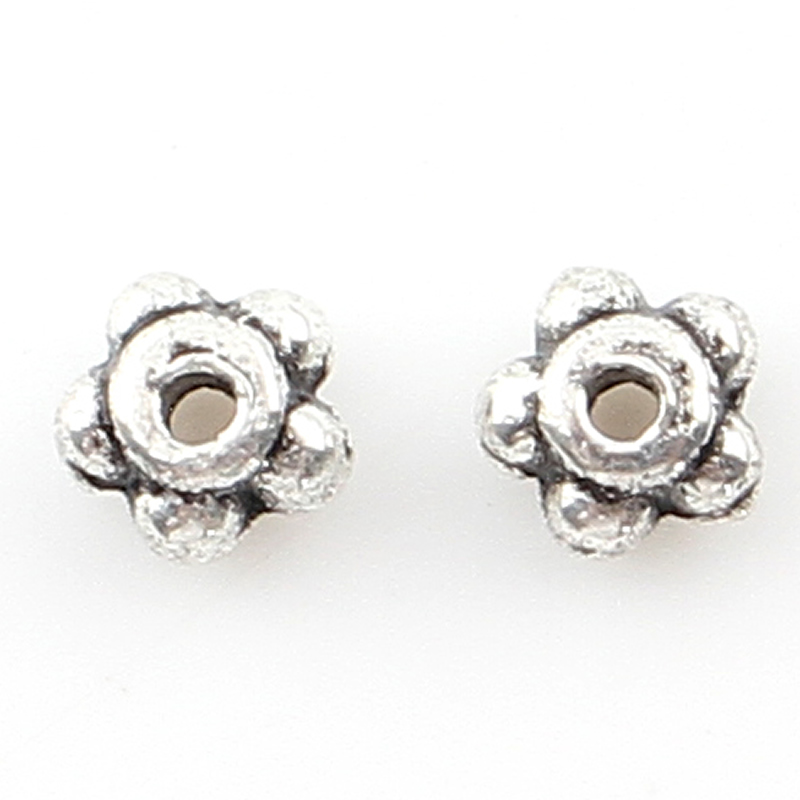 Zinc Alloy Spacer Beads, Flower, plated, more colors for choice, 5x5x3mm, Hole:Approx 1mm, Approx 1250PCs/Bag, Sold By Bag